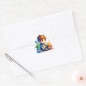 Kleine jongen die videogames speelt vierkante sticker (Envelop)