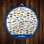 Kleine jongen dingen die de naam van het Kind van  Dartbord<br><div class="desc">Voeg een aangepaste aanraking toe aan het sport- en game-collectie van je kleine jongen met dit schattige dart board dat alle dingen die bewegen viert: brandweerwagens, politiewagens, helikopters en vliegtuigen, treinen, taxi's, bouwwagens en nog veel meer! Voeg de naam van uw zoon toe voor een persoonlijke aanraking. Dit dart board...</div>