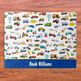 Kleine jongen dingen die het wagenpark verplaatsen legpuzzel