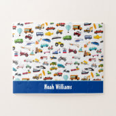 Kleine jongen dingen die het wagenpark verplaatsen legpuzzel (Horizontaal)