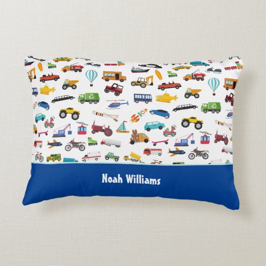 Kleine jongen dingen die Kind van auto's verplaats Accent Kussen (Achterkant)