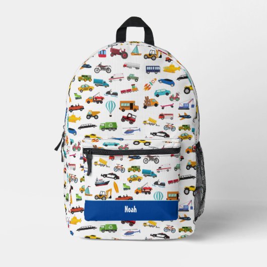 Kleine jongen dingen die Kind van auto's verplaats Bedrukte Rugzak (Voorkant)