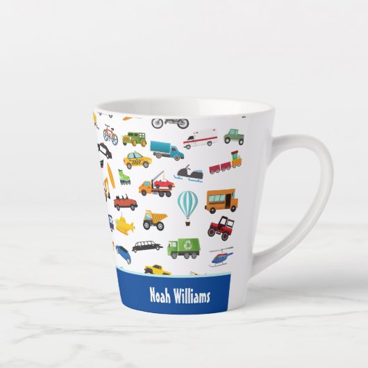 Kleine jongen dingen die Kind van auto's verplaats Latte Mok (Rechts)