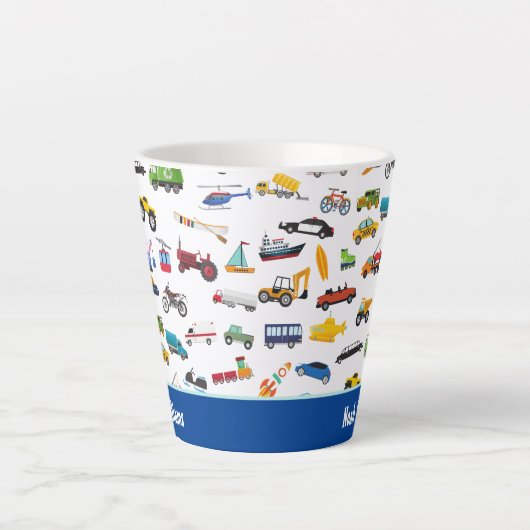 Kleine jongen dingen die Kind van auto's verplaats Latte Mok (Voorkant)