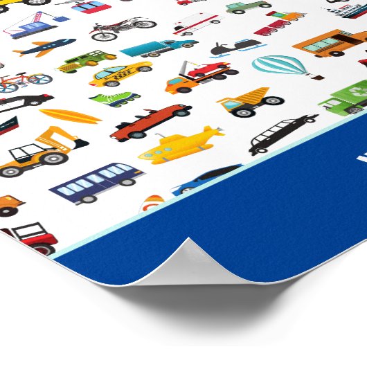 Kleine jongen dingen die Kind van auto's verplaats Poster (Hoek)