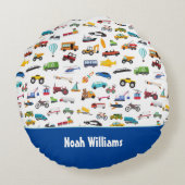 Kleine jongen dingen die Kind van auto's verplaats Rond Kussen (Achterkant)