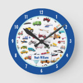 Kleine jongen dingen die Kind van auto's verplaats Ronde Klok (Voorkant)