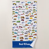 Kleine jongen dingen die Kind van auto's verplaats Strandlaken (Voorkant)