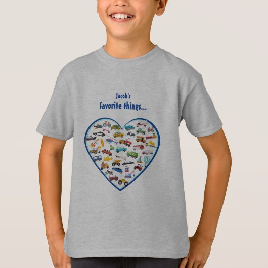 Kleine jongen dingen die Kind van auto's verplaats T-shirt (Voorkant)