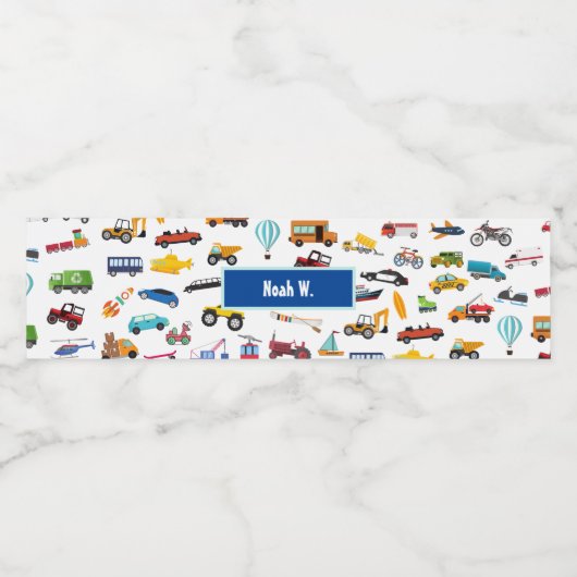 Kleine jongen dingen die Kind van auto's verplaats Waterfles Etiket (Enkel label)