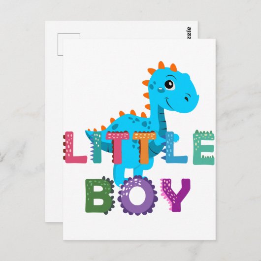 Kleine jongen dino briefkaart (Voorkant / Achterkant)
