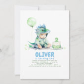 Kleine Jongen Dinosaurus Verjaardagsfeestuitnodigi Kaart (Voorkant)