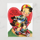 kleine jongen en hond op scooter Valentijn Briefkaart (Voorkant)