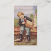  kleine jongen en kip visitekaartje (Achterkant)