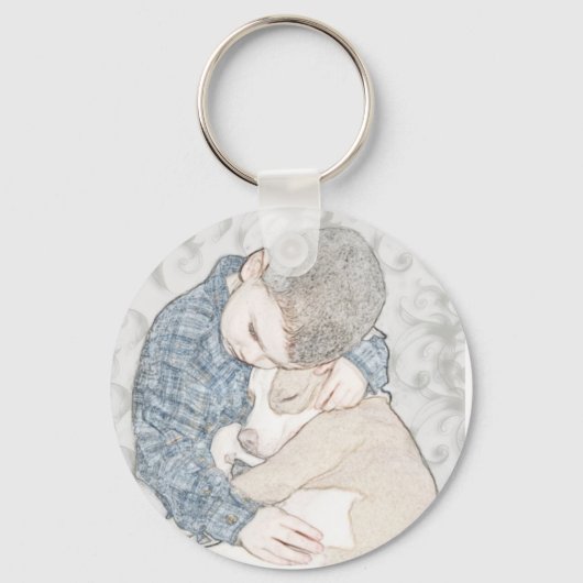 Kleine jongen en puppy sleutelhanger (Voorkant)