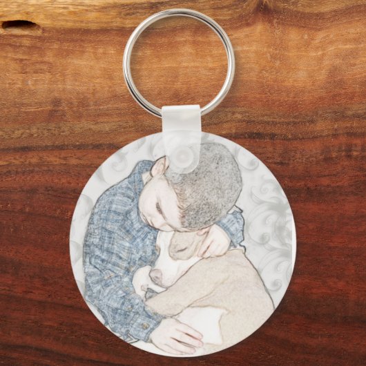 Kleine jongen en puppy sleutelhanger (Voorkant)