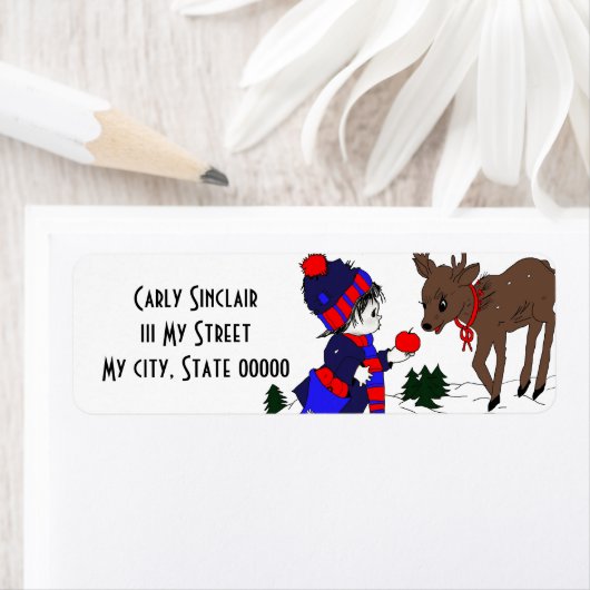 Kleine jongen en rendier etiket (Insitu)