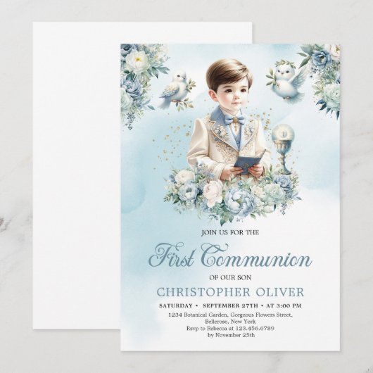 Kleine jongen Formele kleding heilige bijbel blauw Kaart (Voorkant / Achterkant)