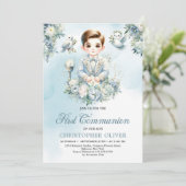 Kleine jongen Formele kleding heilige bijbel blauw Kaart (Staand voorkant)