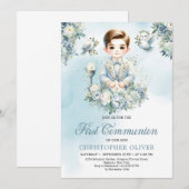 Kleine jongen Formele kleding heilige bijbel blauw Kaart (Voorkant / Achterkant)