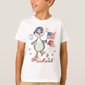  kleine jongen Gekke gans 4 juli T-shirt (Voorkant)