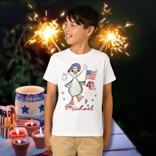  kleine jongen Gekke gans 4 juli T-shirt