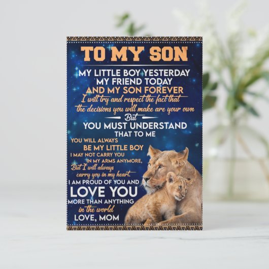 Kleine jongen gisteren, vriend vandaag van Lion Ma Bedankkaart (Staand voorkant)