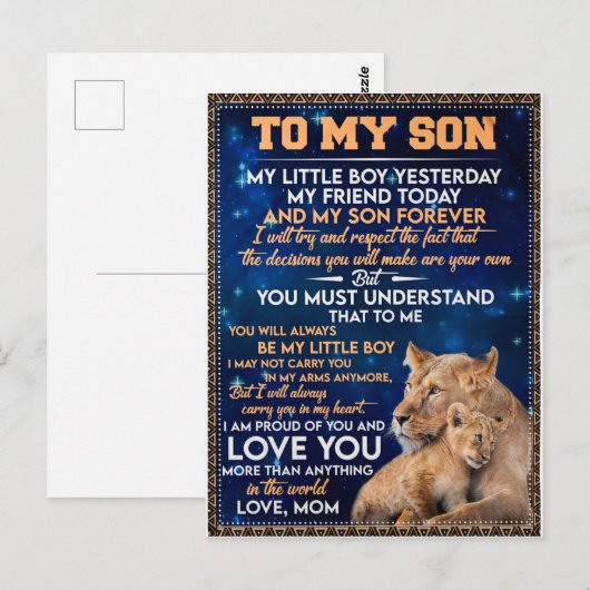 Kleine jongen gisteren, vriend vandaag van Lion Ma Briefkaart (Voorkant / Achterkant)