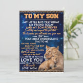 Kleine jongen gisteren, vriend vandaag van Lion Ma Feestdagenkaart (Staand voorkant)