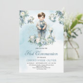 Kleine jongen heilige bijbel Formele kleding blauw Kaart (Staand voorkant)