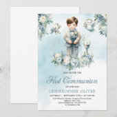 Kleine jongen heilige bijbel Formele kleding blauw Kaart (Voorkant / Achterkant)