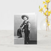 Kleine jongen in Cowboy Outfit Notecard Kaart (Gele Bloem)