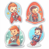 Kleine jongen in een Rocket | Wetenschap en ruimte Sticker (Voorkant)