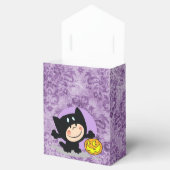 Kleine jongen in kostuum met pompoen Paarse Damask Bedankdoosjes (Geopend)