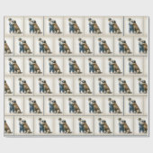 Kleine jongen knuffelen grote hond cadeaupapier (Vlak)