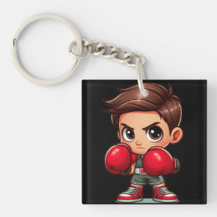 Kleine jongen met de bokshandschoenen sleutelhanger