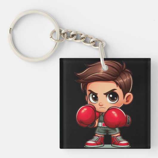 Kleine jongen met de bokshandschoenen sleutelhanger (voorkant)