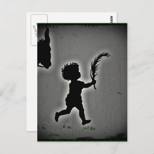 Kleine jongen met een Palm Frond Briefkaart (Voorkant / Achterkant)