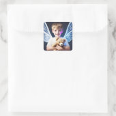 Kleine jongen met Fairy Wings Vierkante Sticker (Tas)