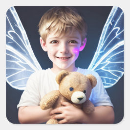 Kleine jongen met Fairy Wings Vierkante Sticker