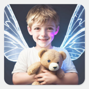 Kleine jongen met Fairy Wings Vierkante Sticker