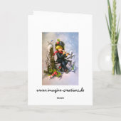 Kleine jongen met fluit feestdagen kaart (Achterkant)