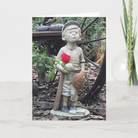 Kleine jongen met honkbal en Roos Kaart (Voorkant)
