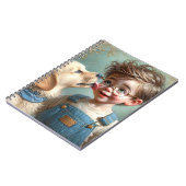 Kleine jongen met huisdier puppy notitieboek (Linkerzijde)