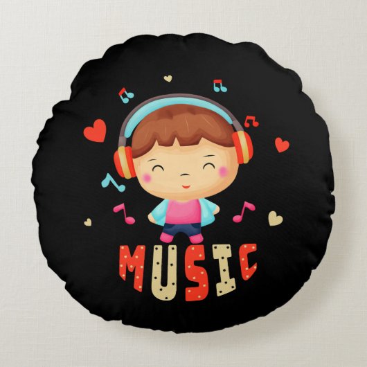 Kleine jongen met muziek rond kussen (Voorkant)