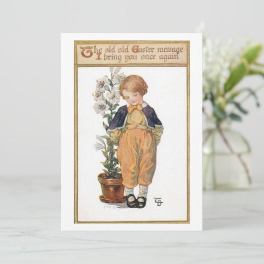 Kleine  jongen met Paaslelies Feestdagenkaart (Staand voorkant)
