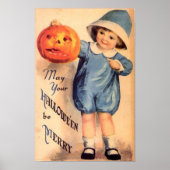 Kleine jongen met pompoen - Moge je halloween zijn Poster (Voorkant)