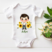 Kleine jongen met zonnebloemen romper