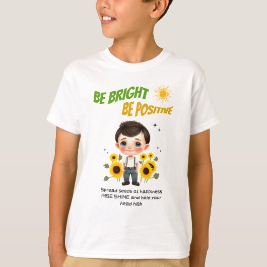 Kleine jongen met zonnebloemen t-shirt (Voorkant)