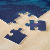 Kleine jongen op een raketschip dat door de ruimte legpuzzel (Zijkant)